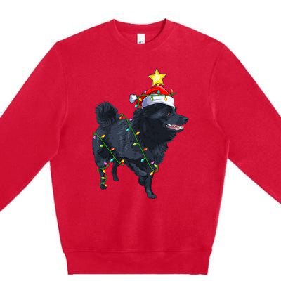 Schipperke Dog Xmas Lighting Tree Santa Schipperke Christmas Sweatshirt Premium Crewneck Sweatshirt