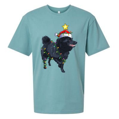 Schipperke Dog Xmas Lighting Tree Santa Schipperke Christmas Sweatshirt Sueded Cloud Jersey T-Shirt