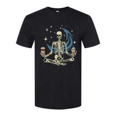 Skeleton Doing Yoga And Drinking Coffee Funny Meditation Softstyle® CVC T-Shirt