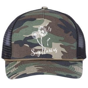 Sagittarius Dandelion Zodiac Sign Floral Horoscope Gift Retro Rope Trucker Hat Cap