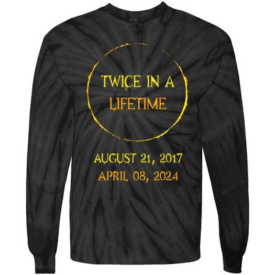 Solar Eclipse 04.08.24 Twice In Lifetime 2024 Solar Eclipse Tie-Dye Long Sleeve Shirt