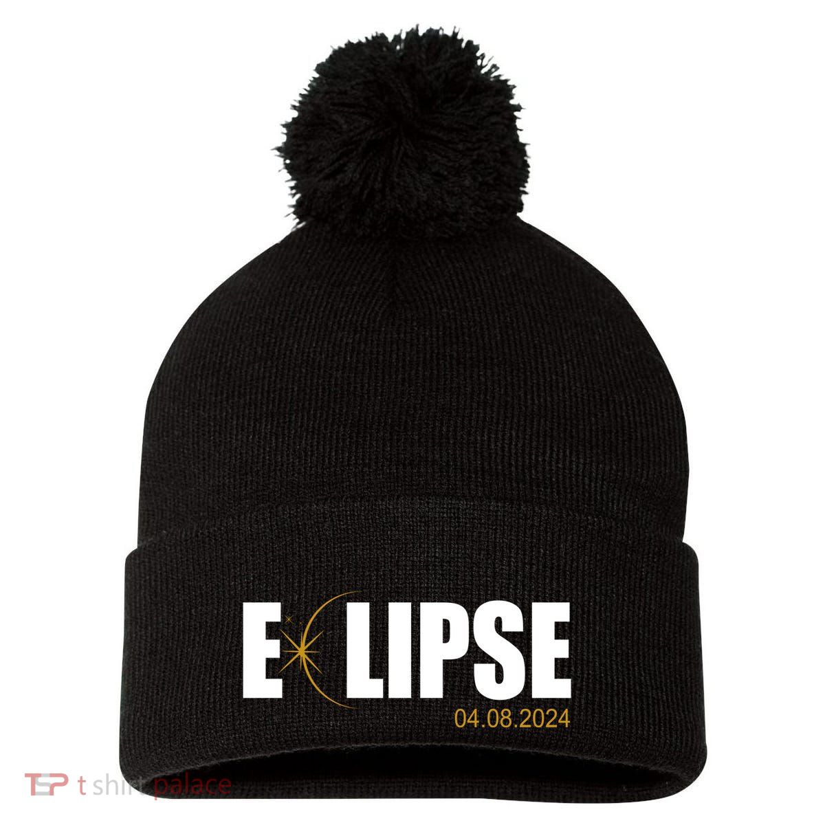 Solar Eclipse 04.08.24 Pom Pom 12in Knit Beanie