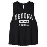 Sedona Est 1902 Arizona Az Vintage Sports Established Design Women's Racerback Cropped Tank