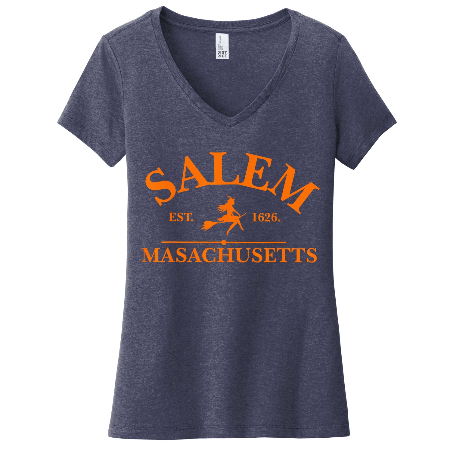 Salem Est 1626 Massachusetts Vintage Halloween Witch Wo Women's V-Neck T-Shirt