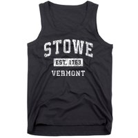 Stowe Est 1763 Vermont Vt Vintage Established Sports Design Tank Top