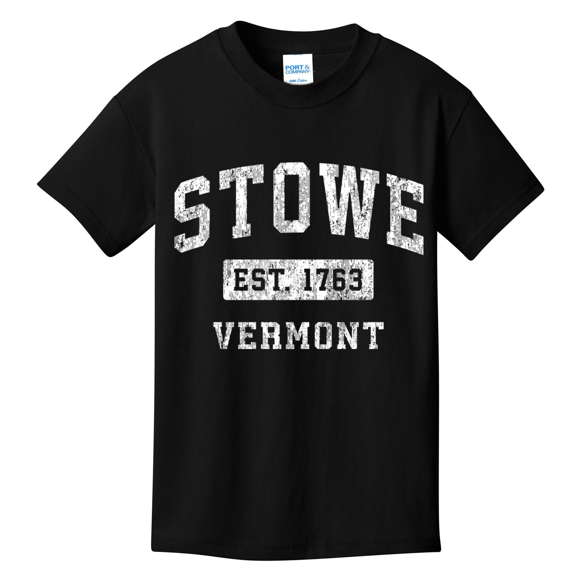 Stowe Est 1763 Vermont Vt Vintage Established Sports Design Kids T-Shirt
