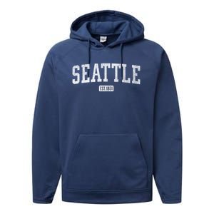 Seattle Est 1851 And S Wa Gift Performance Fleece Hoodie