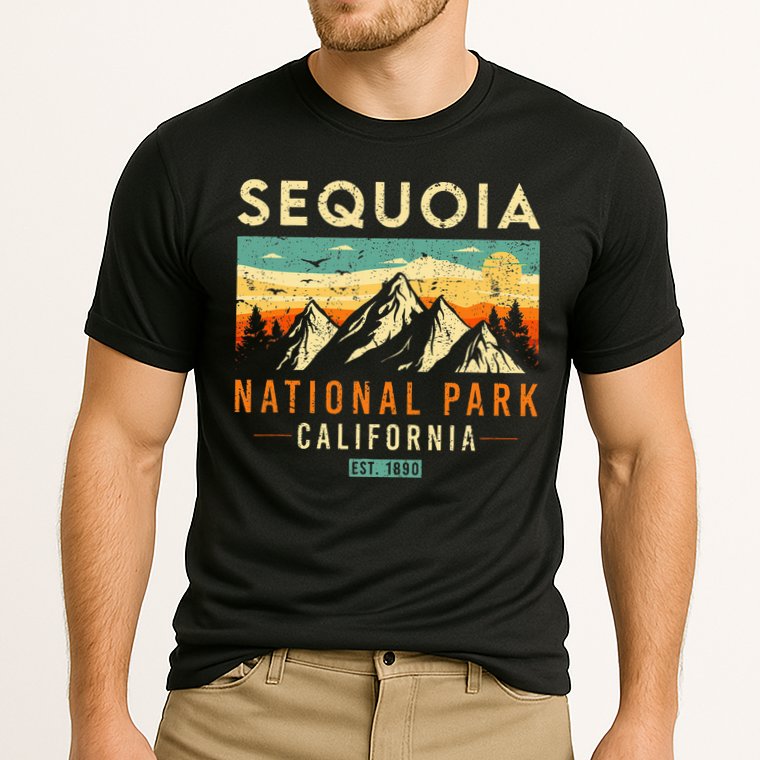 Sequoia Est. 1890 Retro California National Park Cooling Performance Crew T-Shirt