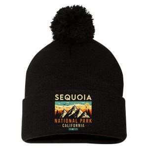 Sequoia Est. 1890 Retro California National Park Pom Pom 12in Knit Beanie