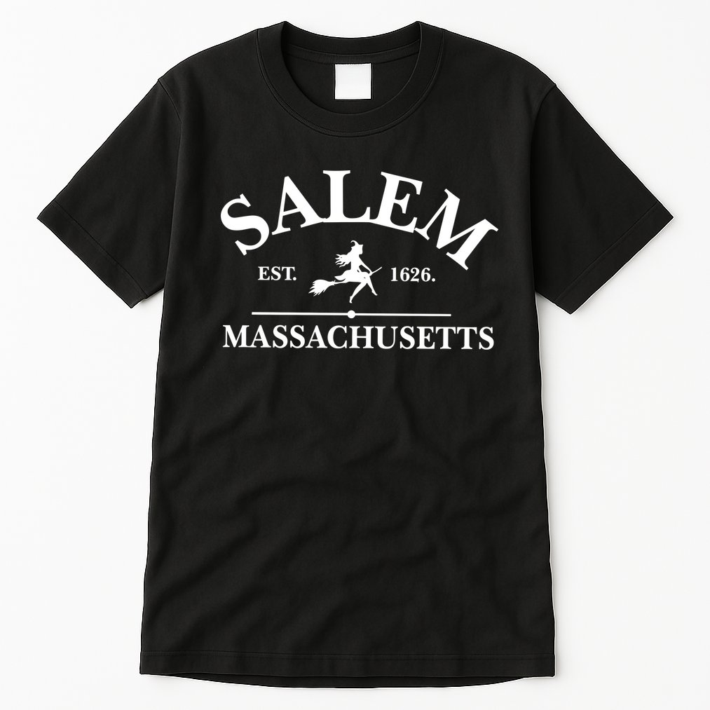 Salem Est 1626 Massachusetts Halloween Witch Wizard Tall T-Shirt
