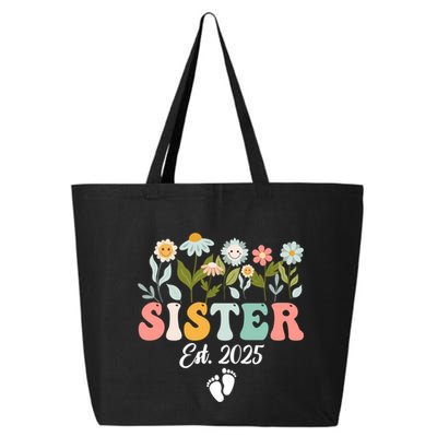 Sister Est 2025 Promoted To Sister 2025 Cute Floral Gift 25L Jumbo Tote