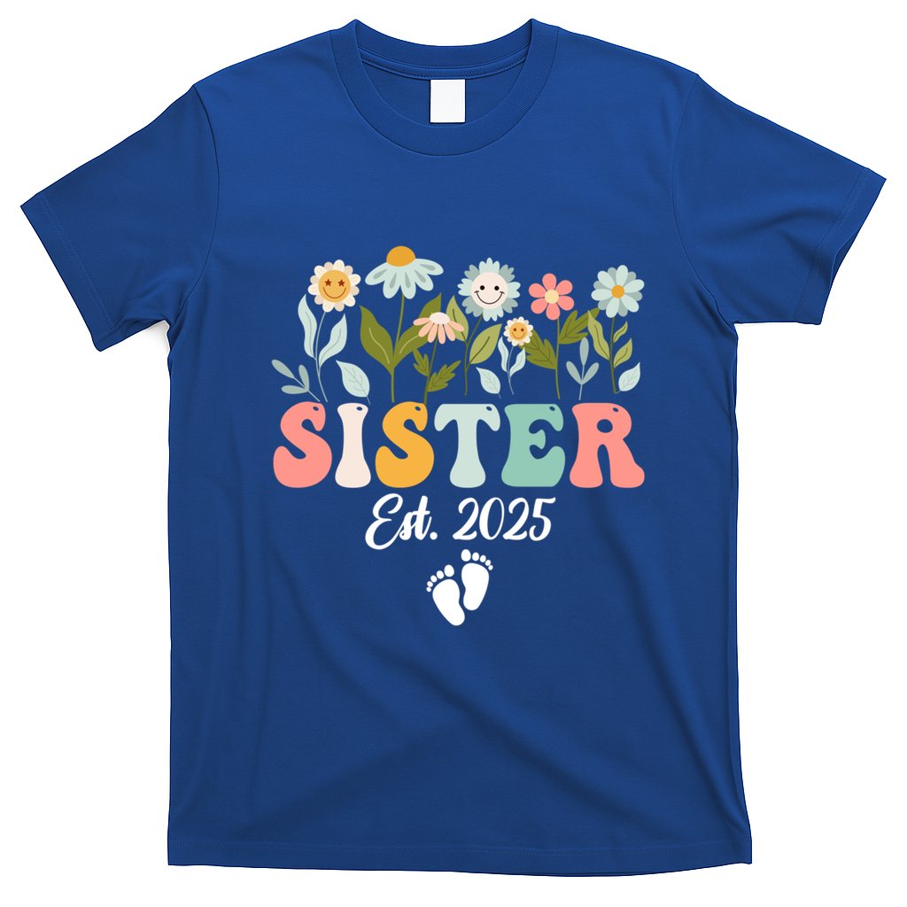 Sister Est 2025 Promoted To Sister 2025 Cute Floral Gift T-Shirt