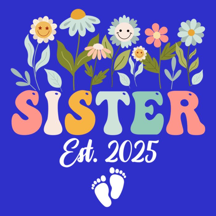 Sister Est 2025 Promoted To Sister 2025 Cute Floral Gift T-Shirt