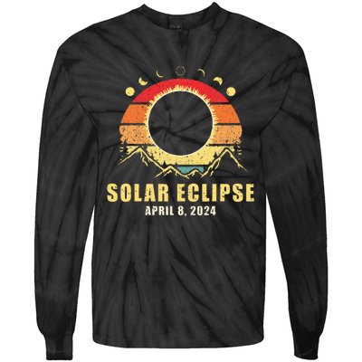 Solar Eclipse 2024 Total Solar Eclipse April 8 2024 Tie-Dye Long Sleeve Shirt