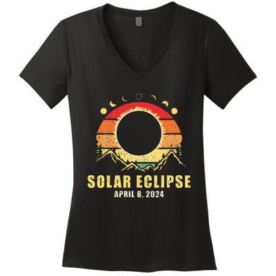 Solar Eclipse 2024 Total Solar Eclipse April 8 2024 Women's V-Neck T-Shirt