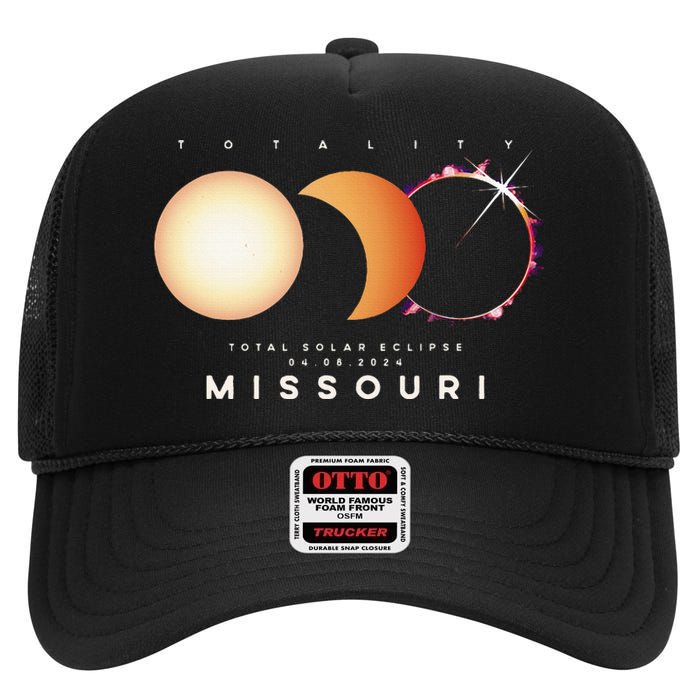 Solar Eclipse 2024 Missouri Total Eclipse American Graphic High Crown Mesh Back Trucker Hat