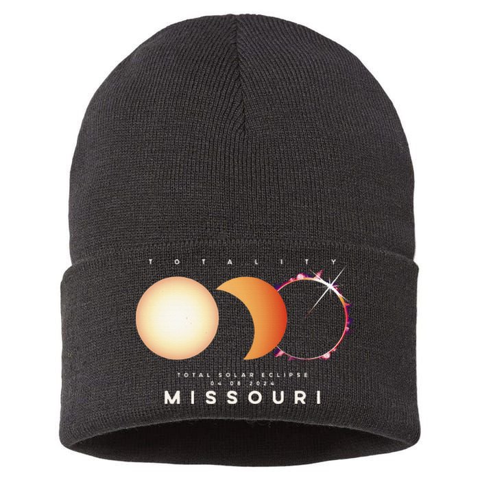 Solar Eclipse 2024 Missouri Total Eclipse American Graphic Sustainable Knit Beanie