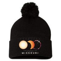 Solar Eclipse 2024 Missouri Total Eclipse American Graphic Pom Pom 12in Knit Beanie