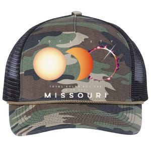 Solar Eclipse 2024 Missouri Total Eclipse American Graphic Retro Rope Trucker Hat Cap