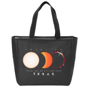 Solar Eclipse 2024 Texas Total Eclipse America Graphic Zip Tote Bag