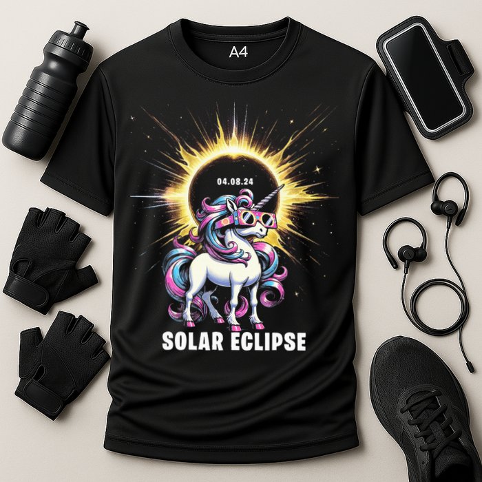 Solar Eclipse 2024 Total Eclipse April 8th 24 Unicorn Cooling Performance Crew T-Shirt