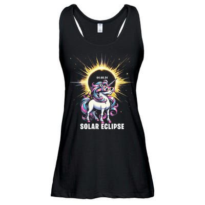 Solar Eclipse 2024 Total Eclipse April 8th 24 Unicorn Ladies Essential Flowy Tank