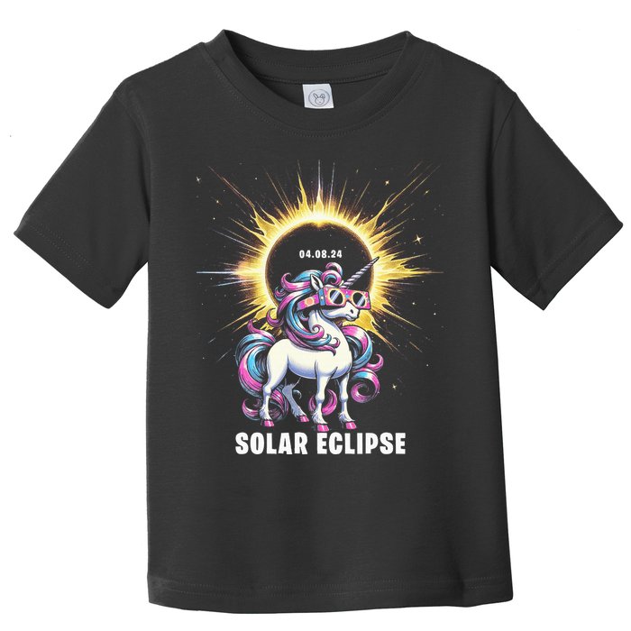 Solar Eclipse 2024 Total Eclipse April 8th 24 Unicorn Toddler T-Shirt