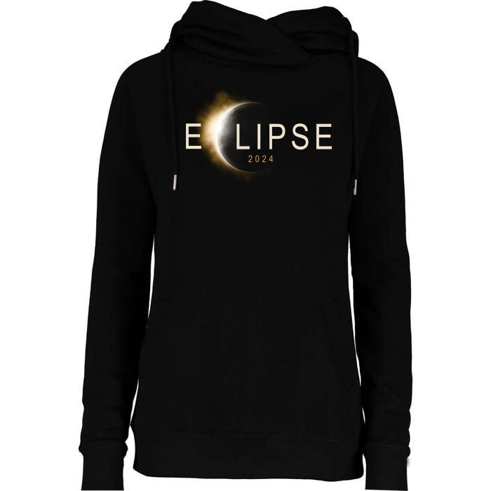 Solar Eclipse 2024 Womens Funnel Neck Pullover Hood