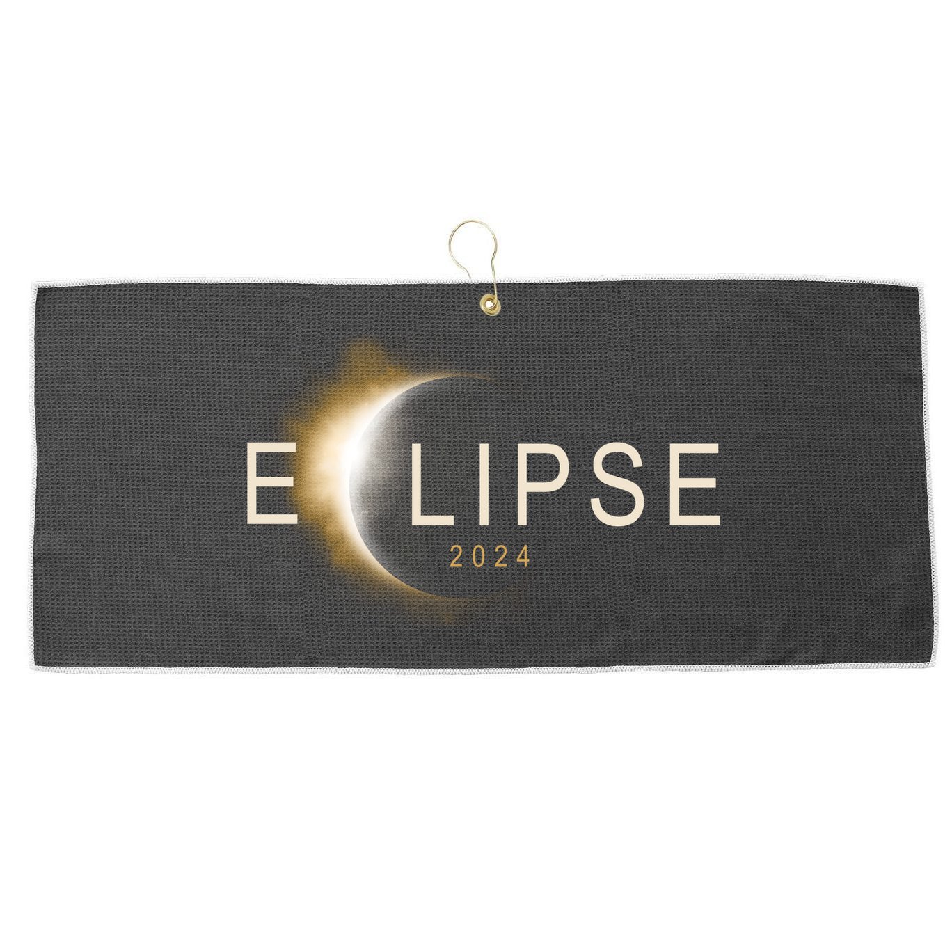 Solar Eclipse 2024 Large Microfiber Waffle Golf Towel