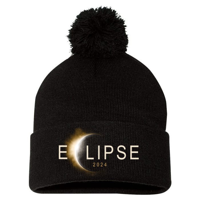 Solar Eclipse 2024 Pom Pom 12in Knit Beanie