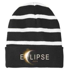 Solar Eclipse 2024 Striped Beanie with Solid Band