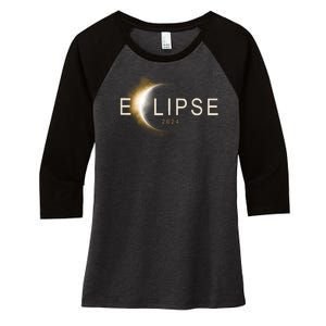 Solar Eclipse 2024 Women's Tri-Blend 3/4-Sleeve Raglan Shirt