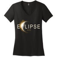 Solar Eclipse 2024 Women's V-Neck T-Shirt