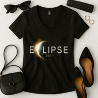 Solar Eclipse 2024 Women's V-Neck T-Shirt