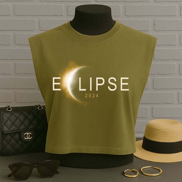 Solar Eclipse 2024 Garment-Dyed Women's Muscle Tee