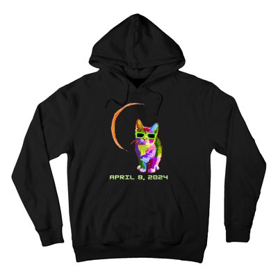 Solar Eclipse 2024 Cat Wearing Solar Eclipse Glasses Hoodie