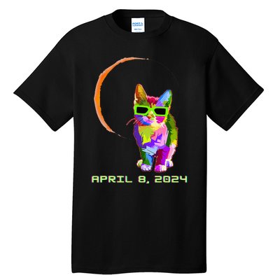 Solar Eclipse 2024 Cat Wearing Solar Eclipse Glasses Tall T-Shirt