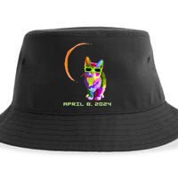 Solar Eclipse 2024 Cat Wearing Solar Eclipse Glasses Sustainable Bucket Hat