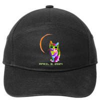 Solar Eclipse 2024 Cat Wearing Solar Eclipse Glasses 7-Panel Snapback Hat