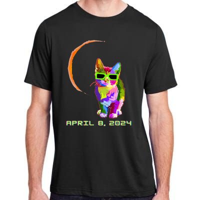 Solar Eclipse 2024 Cat Wearing Solar Eclipse Glasses Adult ChromaSoft Performance T-Shirt