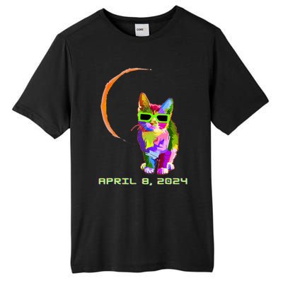 Solar Eclipse 2024 Cat Wearing Solar Eclipse Glasses Tall Fusion ChromaSoft Performance T-Shirt