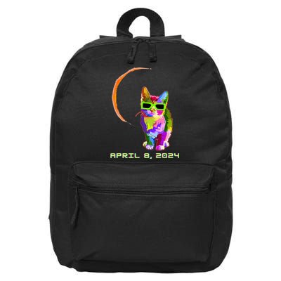 Solar Eclipse 2024 Cat Wearing Solar Eclipse Glasses 16 in Basic Backpack