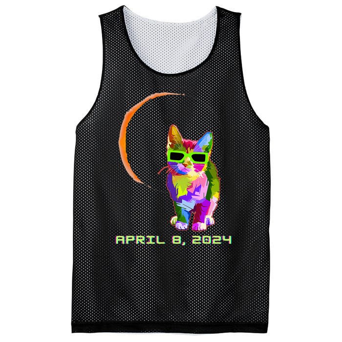 Solar Eclipse 2024 Cat Wearing Solar Eclipse Glasses Mesh Reversible Basketball Jersey Tank