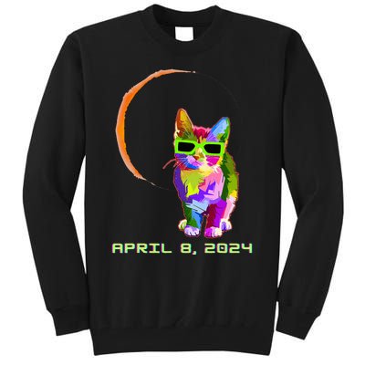 Solar Eclipse 2024 Cat Wearing Solar Eclipse Glasses Tall Sweatshirt