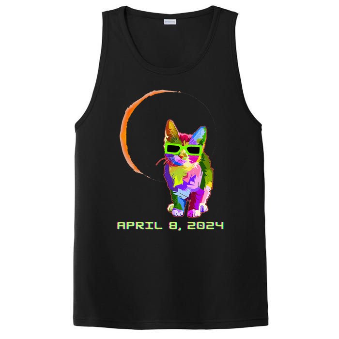 Solar Eclipse 2024 Cat Wearing Solar Eclipse Glasses PosiCharge Competitor Tank