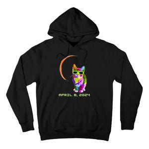 Solar Eclipse 2024 Cat Wearing Solar Eclipse Glasses Tall Hoodie