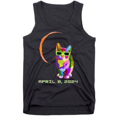 Solar Eclipse 2024 Cat Wearing Solar Eclipse Glasses Tank Top