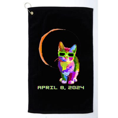 Solar Eclipse 2024 Cat Wearing Solar Eclipse Glasses Platinum Collection Golf Towel