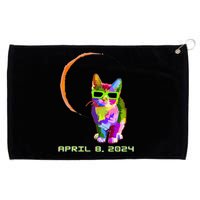 Solar Eclipse 2024 Cat Wearing Solar Eclipse Glasses Grommeted Golf Towel