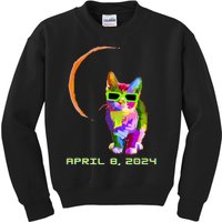 Solar Eclipse 2024 Cat Wearing Solar Eclipse Glasses Kids Sweatshirt